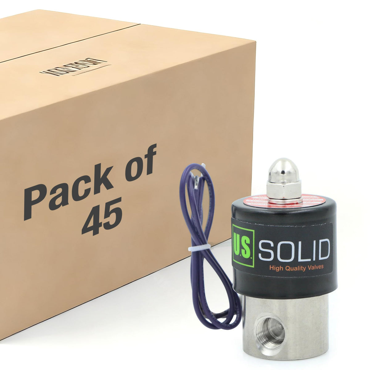 U.S. Solid 1/4" Stainless Steel Electric Solenoid Valve 12VDC Normally Closed VITON(45-PACK)