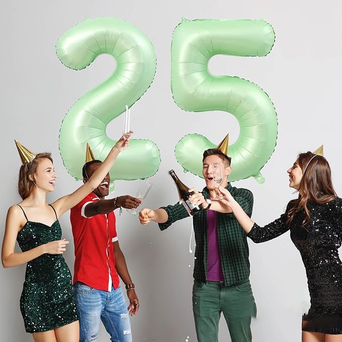 40 Inch Number 25 Balloons, Olive Green Giant Jumbo Helium Number 25 Foil Balloons for 25th 52th Birthday Party Anniversary Events Boys Girls Decorations Supplies