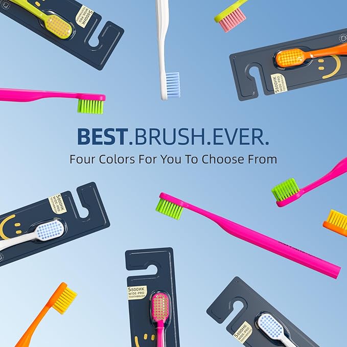 8-Pack Classic Manual Toothbrush Set, Extra Soft Activated-Charcoal Tapered Bristles, Eco-Friendly Biodegradable Handle with Travel Cap, Dentist-Recommended for Adults, 4 Colors