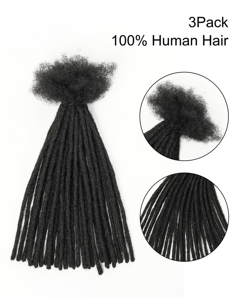 10 inch 30 Strands 0.4cm Thickness 100% Twist Real Human Hair Dreadlock Extensions for Man/Women/Kids DIY Permanent loc Extensions Handmade Can Be Dyed Bleached Curled