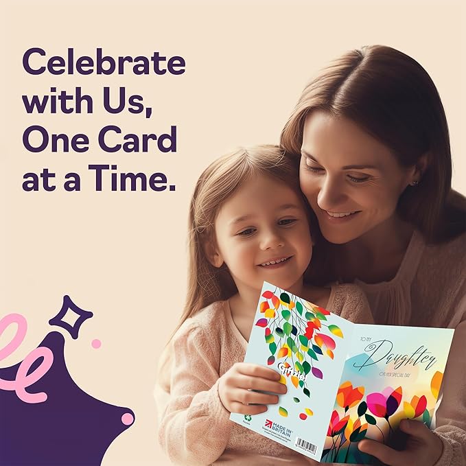 Daughter Birthday Card - Vibrant Summer Flowers - Vivid Happy Birthday Card for Daughter from Mum Dad, A5 Female Floral Bday Golden Greeting Cards