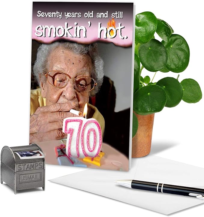 NobleWorks - Humorous 70th Milestone Birthday Greeting Card with 5 x 7 Inch Envelope (1 Card) Years Old and Hot Milestones 70 8975