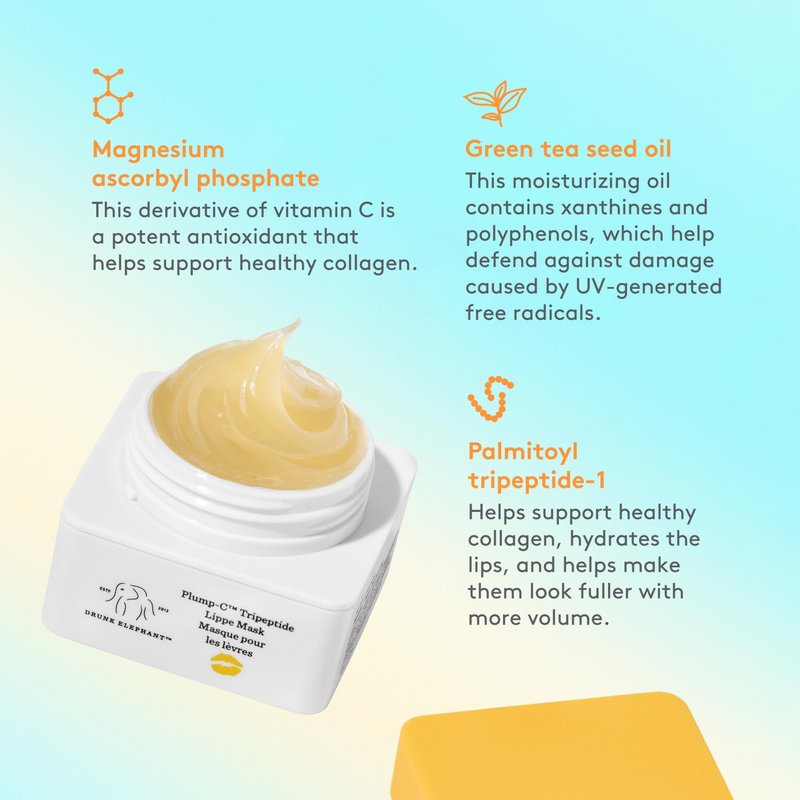 Drunk Elephant Plump-C Tripeptide Lippe Mask- 20 g/ 0.7oz - Clean Clinical Skincare - Cruelty-Free- Free of Essential Oils, Silicones, and Fragrance