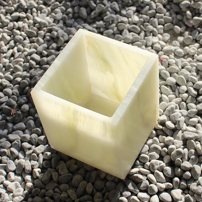 Natural Light Green Onyx Toothbrush Holders for Bathroom, Marble Makeup Brush Holder Countertop Organizer