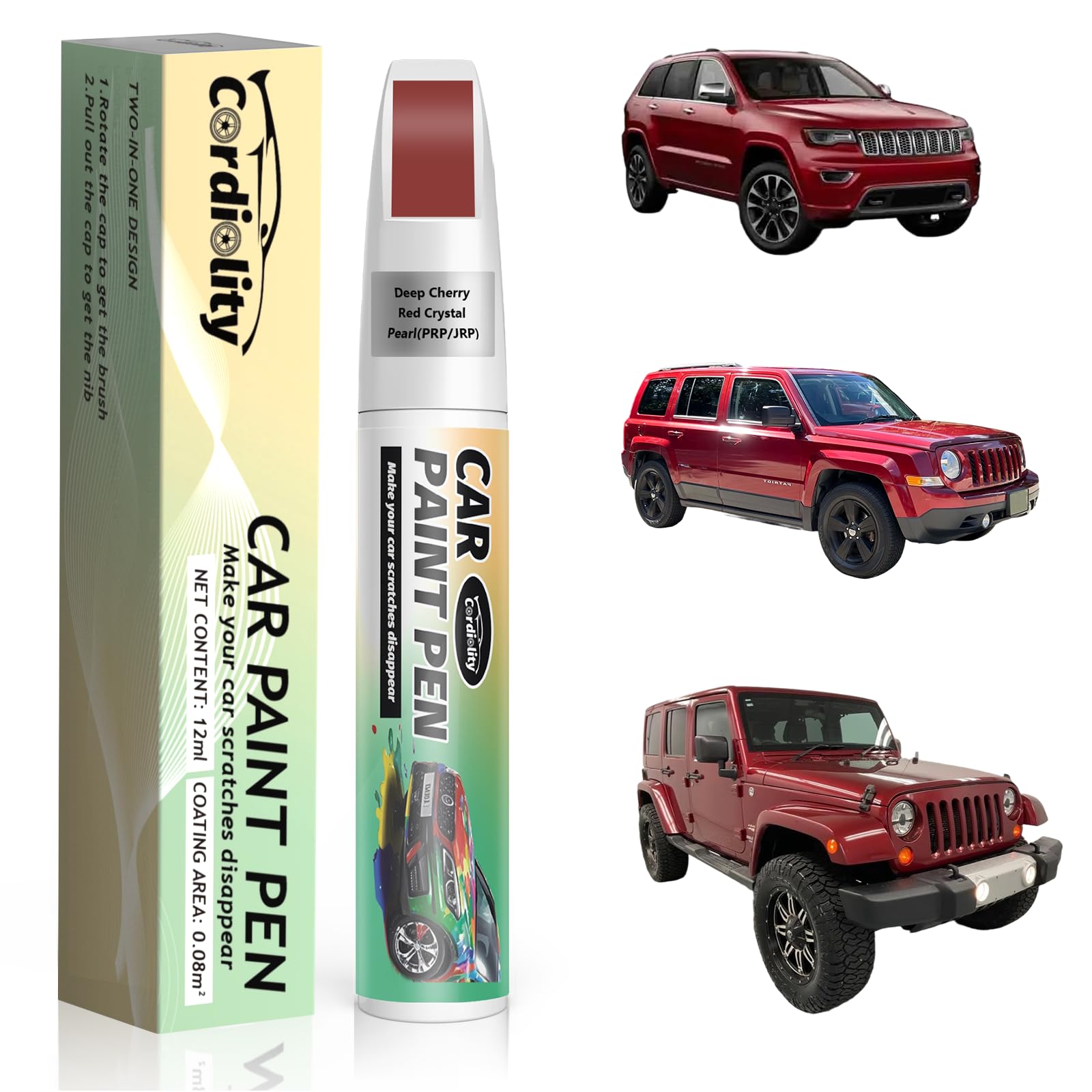 Car Touch Up Paint Deep Cherry Red Crystal Pearl(PRP/JRP) for Jeep, Color Accurate Car Scratch Repair Pen Fix Auto Paint Chips a