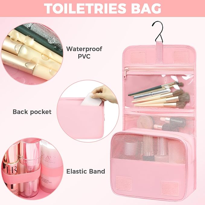 BAGAIL 4/6 Set/8 Set Compression Packing Cubes Travel Accessories Expandable Packing Organizers(HalfMesh, 8-Pink)