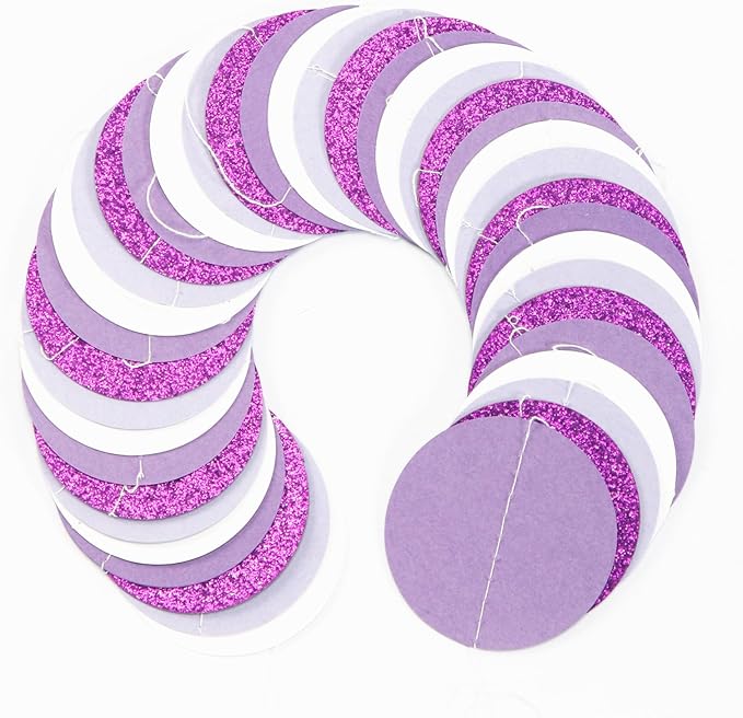 Purple-Lavender White Anniversary Party-Decoration Garland - 52Ft Women Girl Birthday Streamers Baby Bridal Shower Banner Wedding Engagement Bachelorette Graduation Lasting Surprise