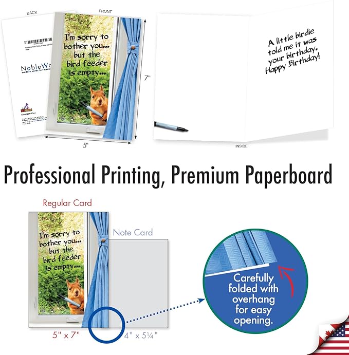 NobleWorks Pack of 3 Funny Birthday Greeting Cards with Envelopes (1 Design, 3 Each) Empty Bird Feeder C2561BDG-C3x1