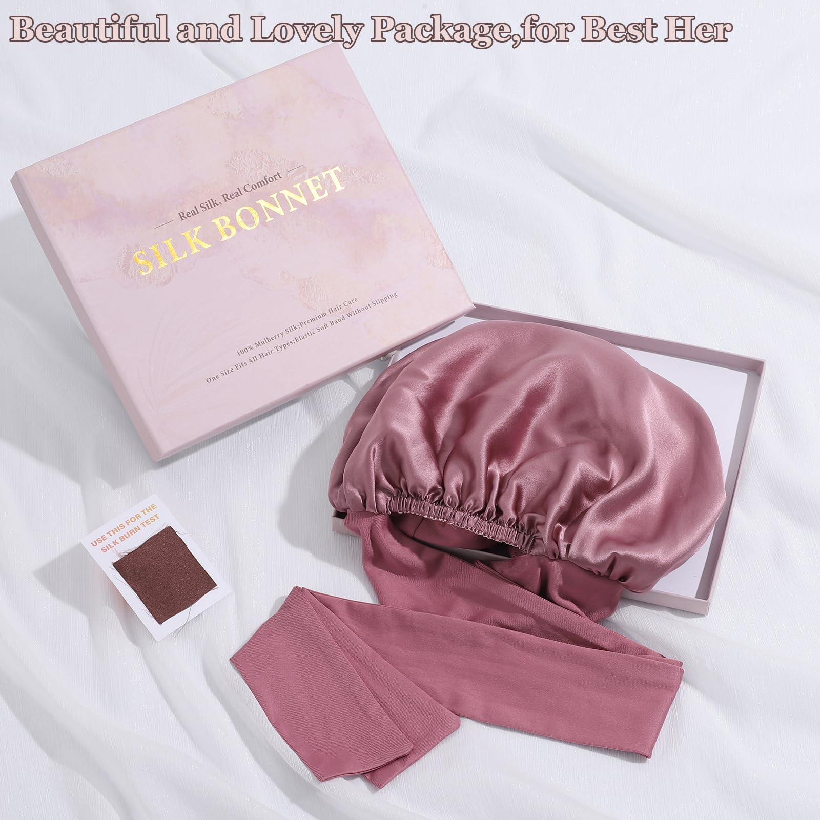 HAIMEIKANG Double-Sided 100% Mulberry Silk Bonnet & Shower Cap for Women - Premium Silk Sleep Cap for Hair Care - Comfortable & Stylish for Everyday Use and Travel