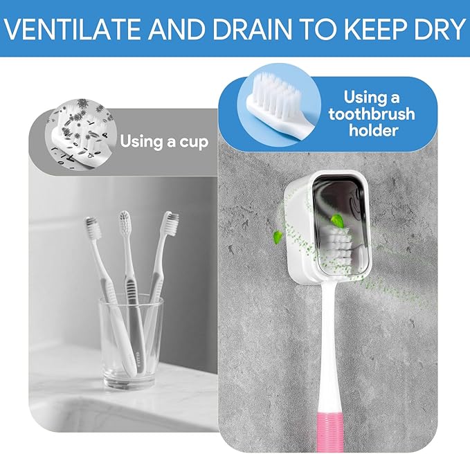 4 PCS Toothbrush Holder Wall Mounted with Cover, Electric Toothbrush Holders for Bathroom (Single-Slot Design), Moisture-Proof and Dust-Proof Organizer for Home and Travel Use(Gray)