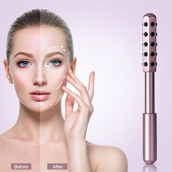 Germanium Beauty Stone Roller for Uplifting Face Massager Roller (Rose Gold)