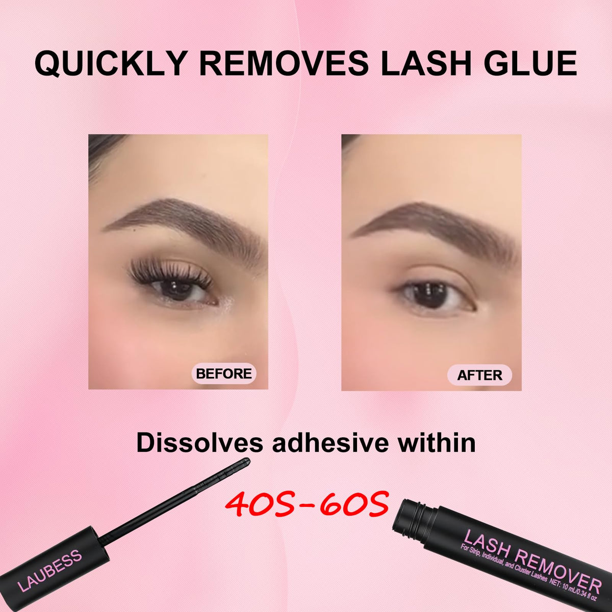 Lash Remover for Lash Extensions LAUBESS 10ml Lash Glue Remover Individual False Lash Cluster Remover DIY Lash Extension Remover Eyelash Glue Remover