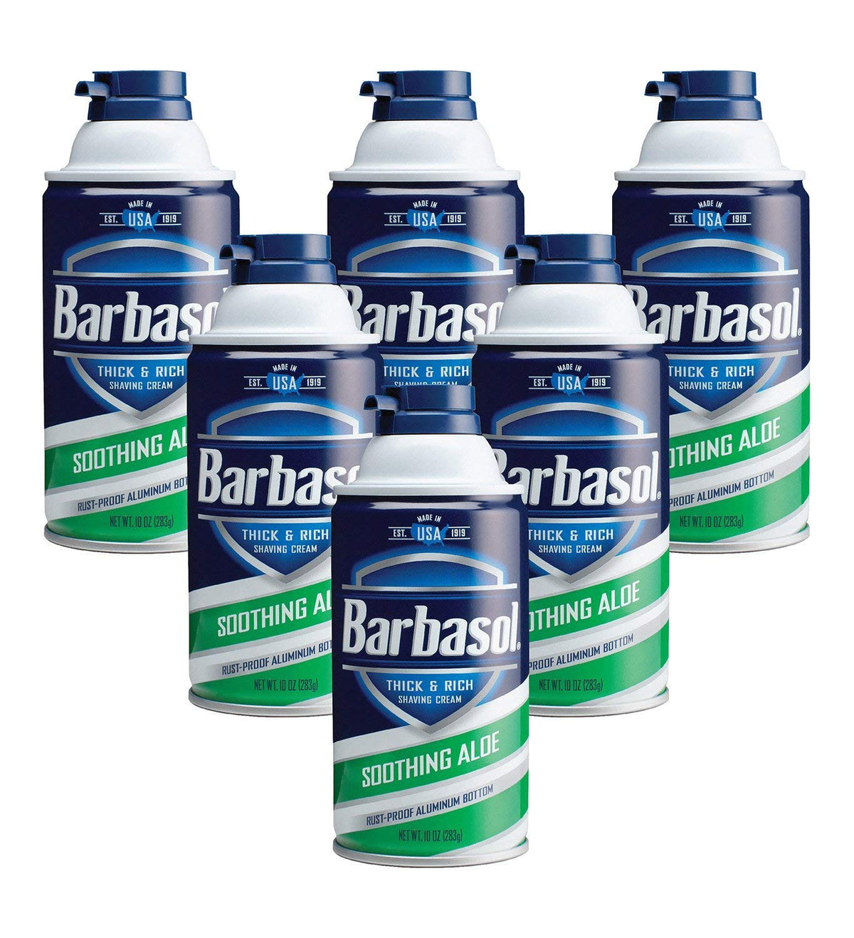 Barbasol Soothing Aloe Thick and Rich Shaving Cream for Men, 10 oz (Pack of 6)