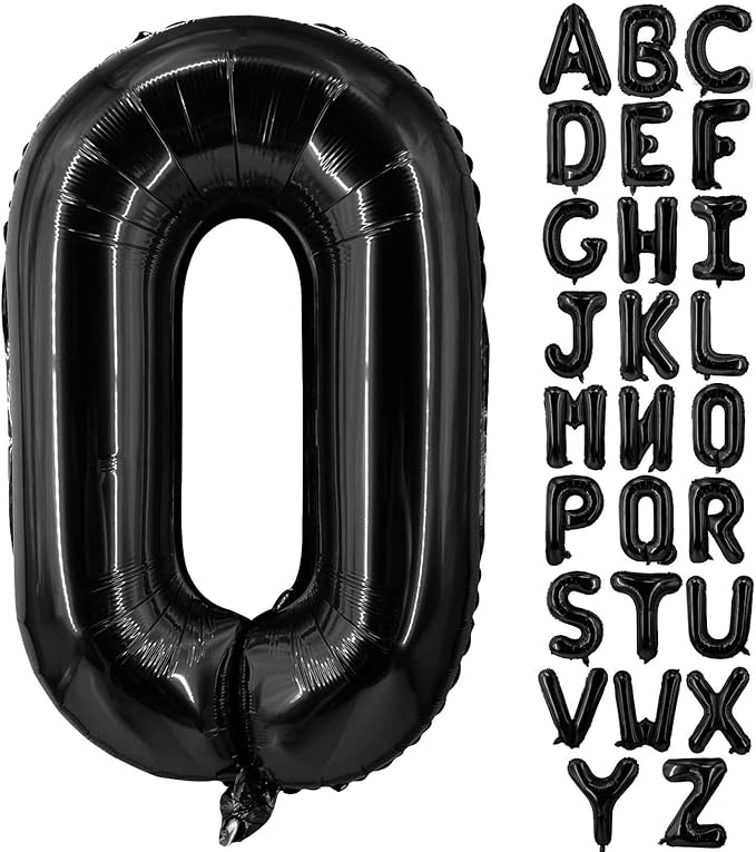 Lovoir 40 Inch Large Black Letter O Balloons Big Size Jumbo Mylar Foil Helium Balloon for Birthday Party Celebration Decorations Alphabet Black O