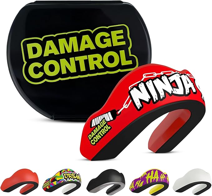 DAMAGE CONTROL Extreme Impact Mouth Guard – Sports Mouthguard for Boxing, MMA, BJJ, Hockey, Rugby, Lacrosse, & More – Mouthpiece for Teeth & Jaw Protection, for Youth & Adults (Ninja Sh*t)
