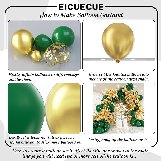 Green and Gold Balloons Garland Arch Kit with Stars 200Pcs -5 10 12 18 22 inch Balloon and Confetti Balloons for Birthday Anniversary Forest Hunter Dark Emerald Green Jungle Party Decorations