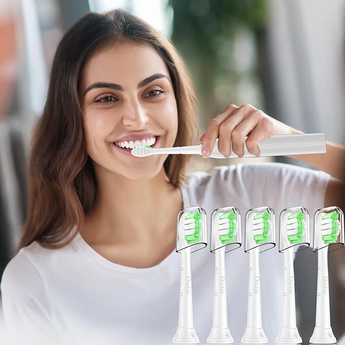 Osctor Fit for Sonicare Replacement Heads, Toothbrush Replacement Brush Heads Compatible with Philips Sonicare Click on Electric Toothbrush, 4 Pack, White