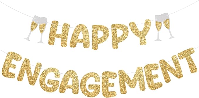 Happy Engagement Banner, Party Banner for Engaged Decorations, Engaged Banner Sign for proposal Wedding Bridal Shower Decor Bachelrette Party Decorations