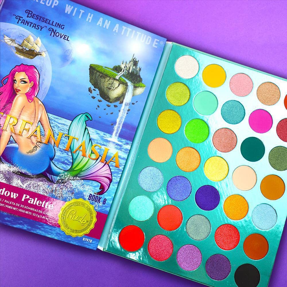 Rude Cosmetics Merfantasia 35 Eyeshadows Palette - Book 8 for Women - 1.34 oz Eye Shadow