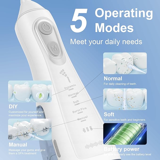 Electric Water Flosser Water Flosser Portable Oral Irrigator Oral Cleaning (L15 White)