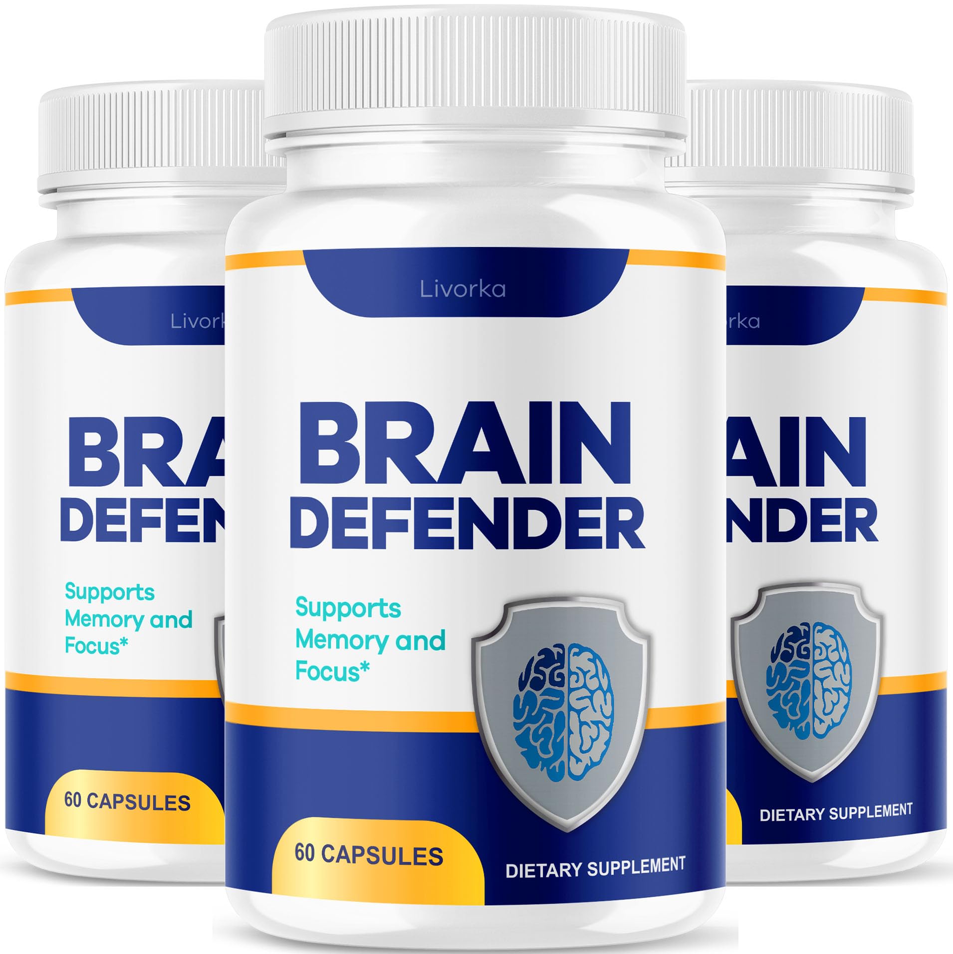 (3 Pack) Brain Defender - Official Brain Defender Supplement Advanced Pills, Natural Brain and Memory Support, Brain Defender Health & Wellness Multivitamin, 180 Capsules for 3 Months