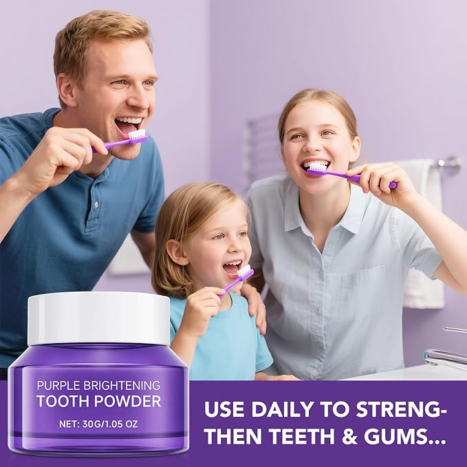 Teeth Whitening Powder,Purple Gentle Tooth Whitener,Safe & Gentle Formula,No Sensitivity,Daily Use, Enamel Friendly,Stain Removal, Color Corrector, and Toothpaste Booster (2 Pieces)