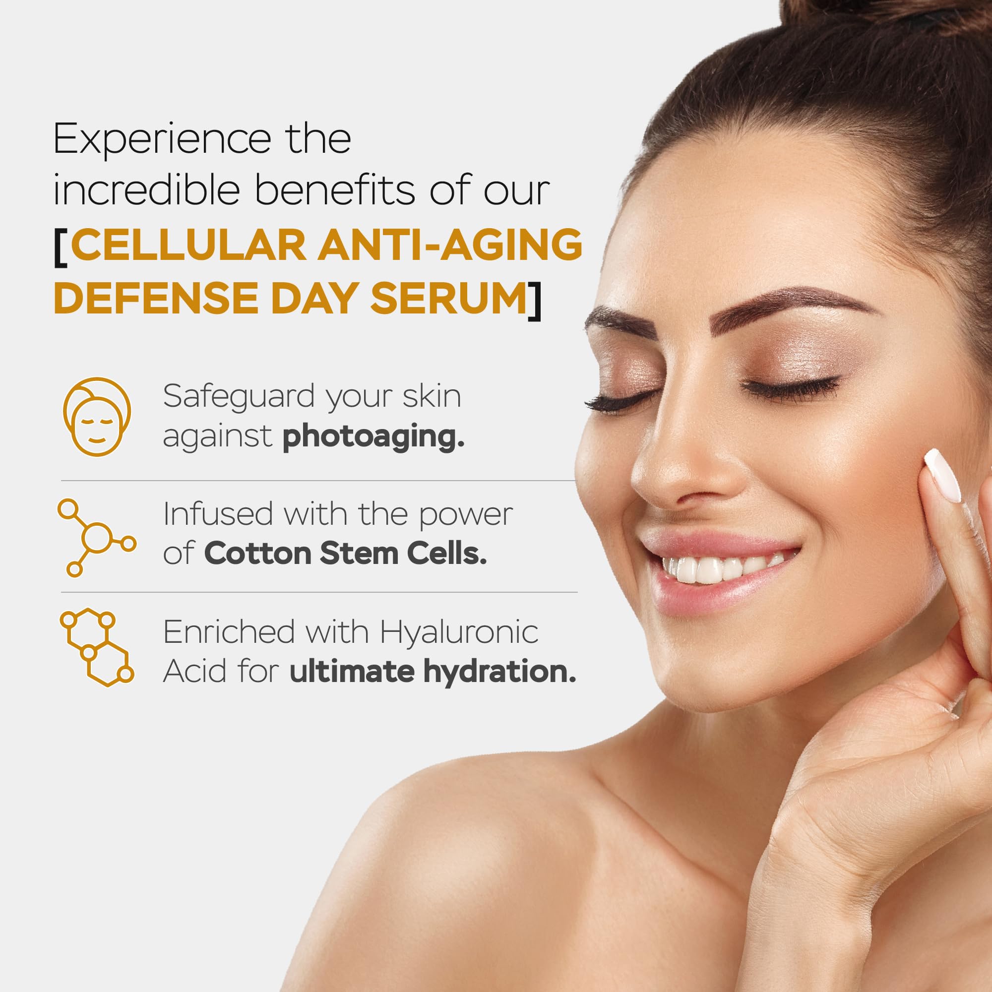 Vitasei Beauty Boost Facial Serum: Cotton Stem Cells & Hyaluronic Acid, Anti-Aging Formula for Women & Men, Morning Serum, Fights Photoaging, Sun Protection, 30 ml