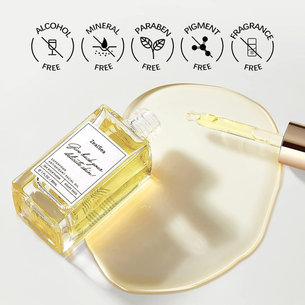 ZealSea Superfood Antioxidant Face Oil: Facial Oil with Antioxidant Rich Plant-Based Oils Hydrating and Smooth Dry Skin Care Gua Sha Massage Skin Therapy Oil for Women Men, 1 Fl Oz (Pack of 2)