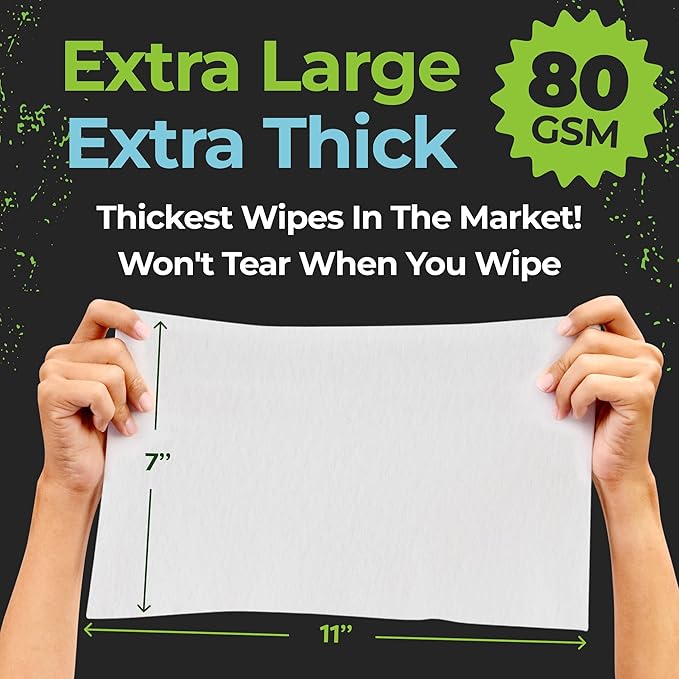 Camping Essentials - Body Wipes for Camping Adults Bathing No Rinse - 50 XL Deodorant Bathing Shower Wipes For Men Women - Disposable Washcloths & Personal Cleansing - Travel, Workout