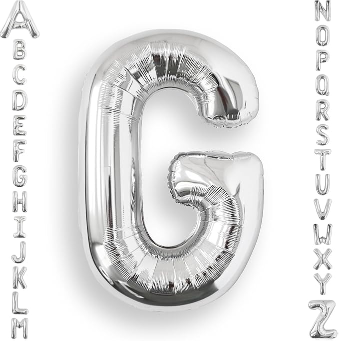 AULE 40 Inch Big Letter Balloon Silver G Large Foil Helium Alphabet Balloons A-Z for Birthday Anniversary Graduation New Year Party Decoration Supplies