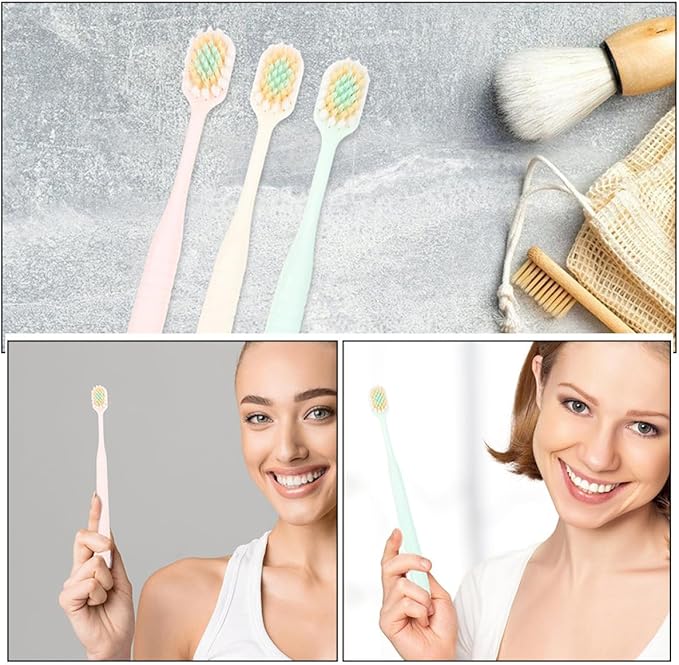 Soft Bristles Toothbrushes for Adults 9pcs Wide Thin Brush Head Manual Toothbrushes Extra Soft Bristle Household and Travel Use Gum Care