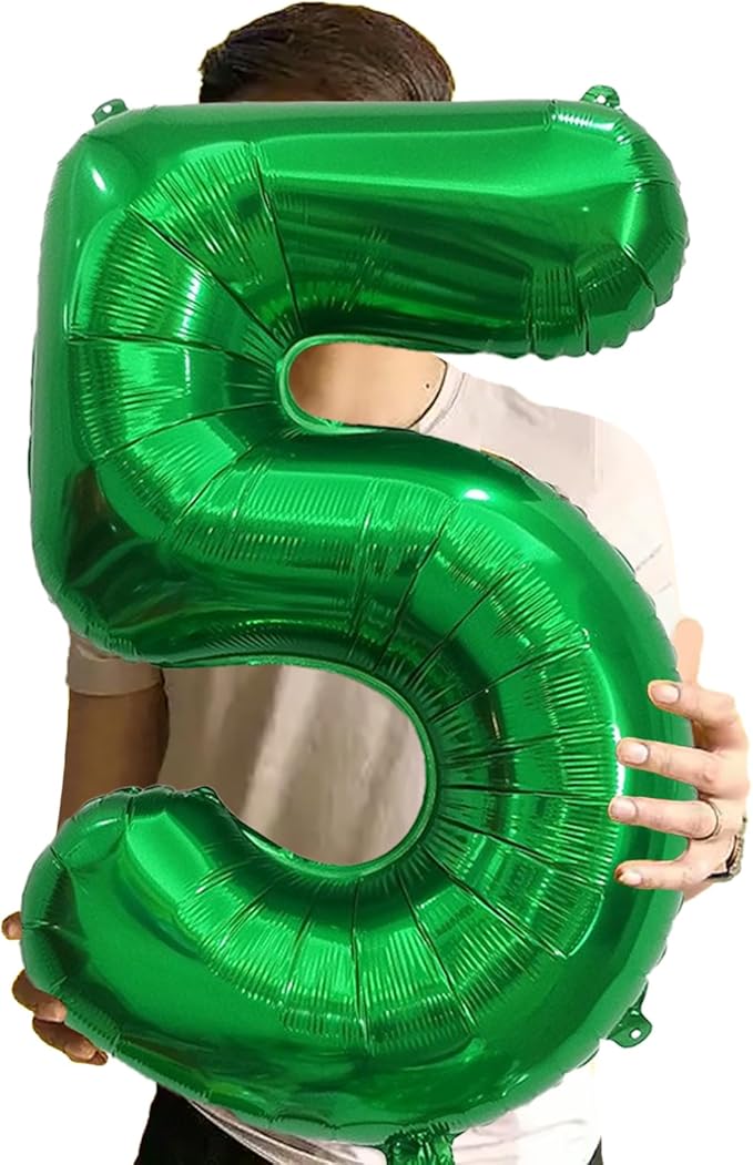 Number Balloons Green Party Balloon - Giant Number 5 Balloon, 40 Inch Large Balloon for St. Patrick's Day Games Theme Birthday Decoration, Girls Boys Party Supplies