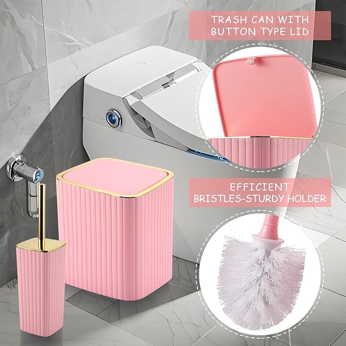 28PC Bathroom Set - Gorgeous Pink Bathroom Set, Bathroom Accessory Set, Pink Shower Curtain Set with 5PC Shower Caddy