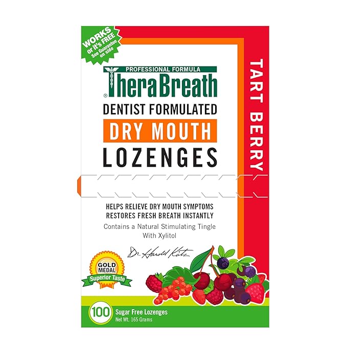 TheraBreath Dry Mouth Oral Rinse, Tingling Mint, Dentist Formulated, 16 Fl Oz (2-Pack) & Dry Mouth Lozenges with ZINC, Tart Berry Flavor, 100 Lozenges