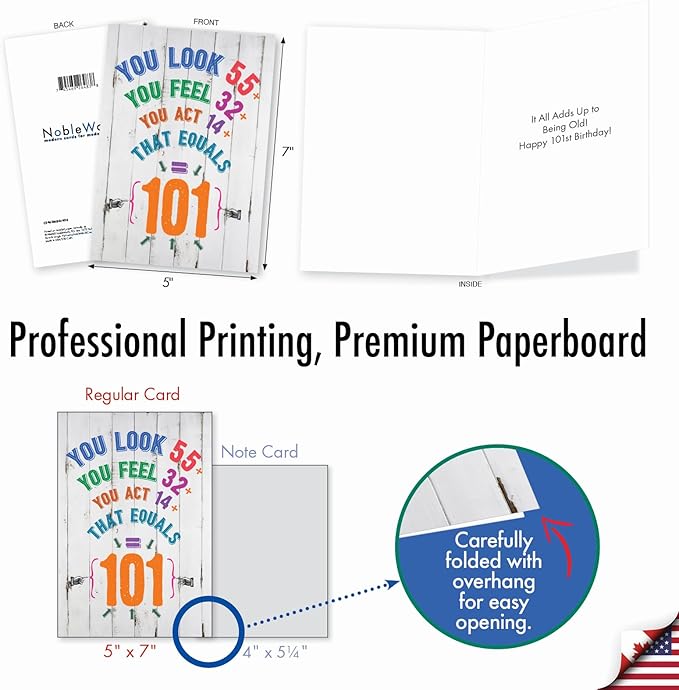NobleWorks - Milestone Birthday Greeting Card with Envelope (4.63 x 6.75 Inch) - Age Equation-101 C2462MBG