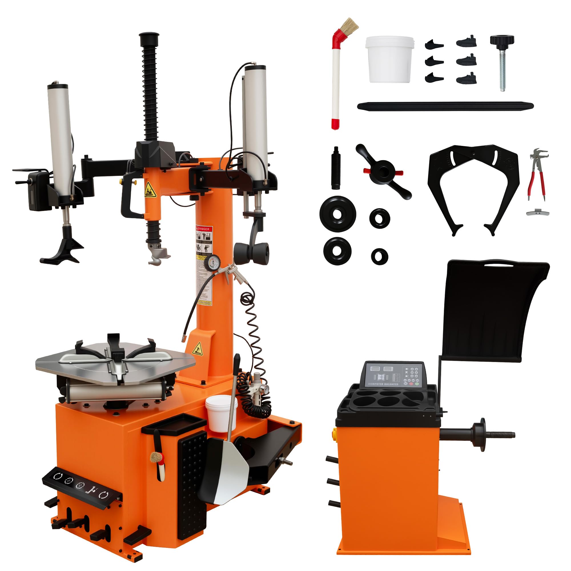 Albott 2HP Tire Changer and Wheel Balancer Combo for 12-24 Rims, Outside Clamp 12-22 Inside Clamp 12-24, Tire Repair and Wheel B