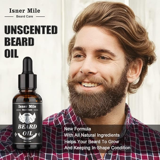 Beard Grooming Kit for Men Care: with Beard Shampoo - Oil - Balm - Brush - Comb - Scissors & Storage Bag, Fathers Day - Christmas - Birthday Gifts for Men, Stocking Stuffers for Him/Boyfriend/Husband
