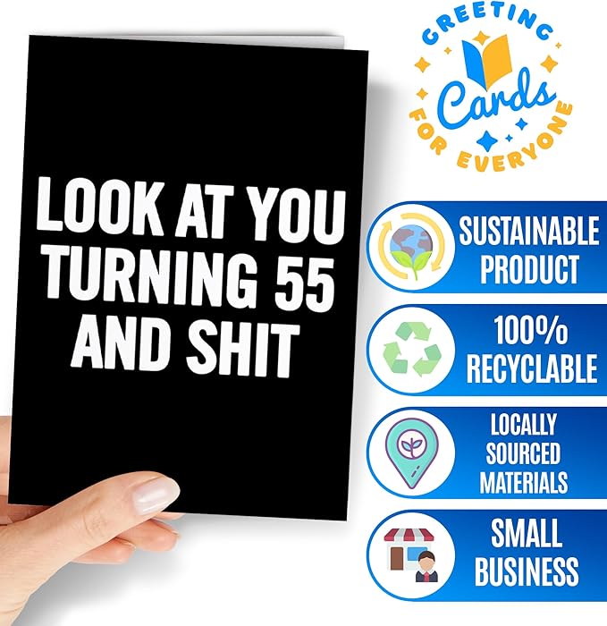 Funny 55th Birthday Card for Women, Men - Happy 55th Birthday Card for Wife, Husband - 55 Bday Card for Daughter, Son - 55 Years Old Card - Joke 55th Birthday