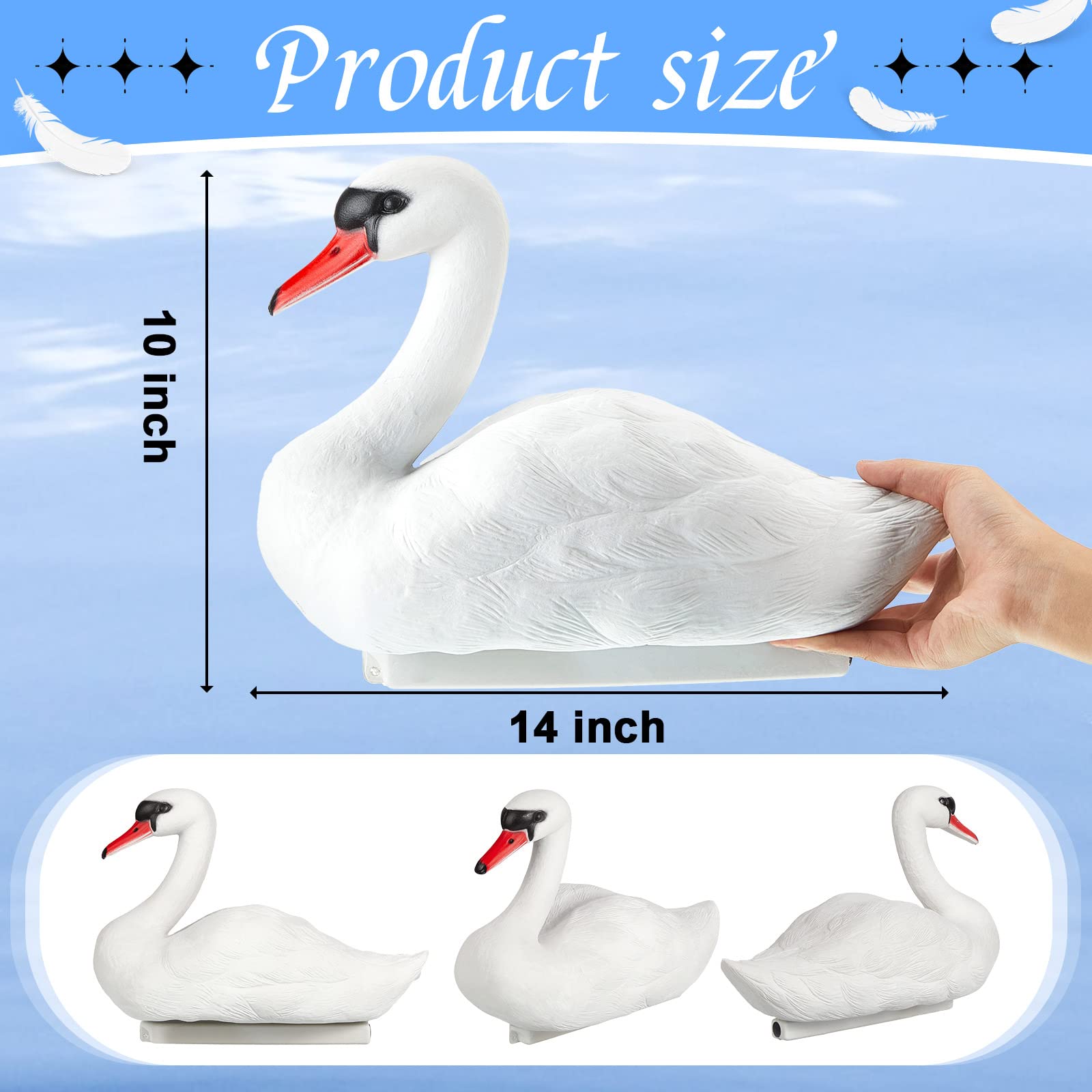 Deekin Swan Decoy Pool Float, 2 Pcs, Goose Decoy for Pond Garden, White