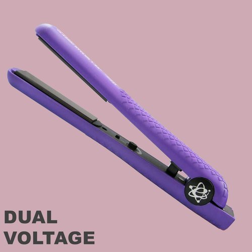 Evalectric Classic Styler Ceramic Flat Iron - 1.25" Ceramic Flat Iron with Floating Plates - Dual Voltage Hair Straightener - Negative Ion Technology - Travel Friendly - Deep Purple