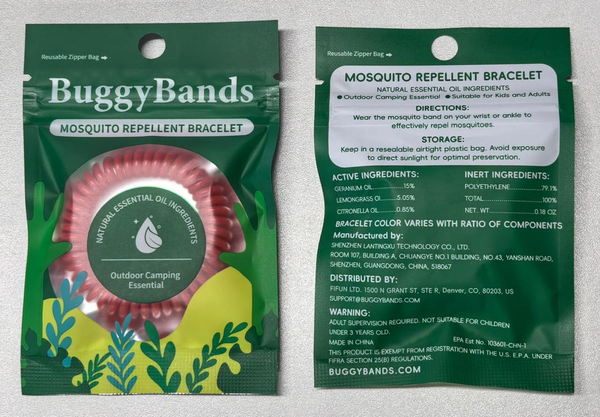 BuggyBands 30 Pack Mosquito Repellent Bracelets, DEET-Free Waterproof Bands, Individually Wrapped