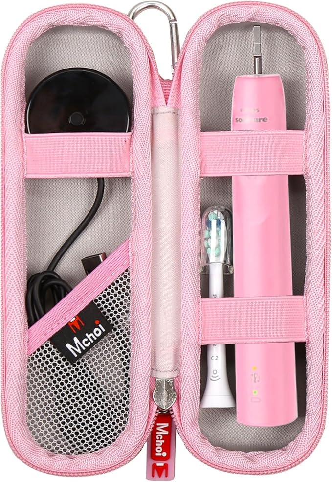 Mchoi Travel Case for Phlips Sonicare 4100 5100 1100 6100 5300 and Most Other Electric Toothbrush, Pink, Case Only