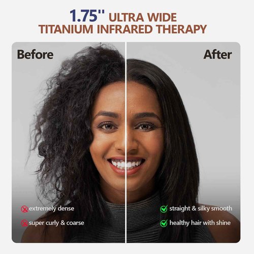 Titanium Flat Iron Hair Straightener | MIRACOMB Professional Straightening Iron Styler with Infrared Light for Straight and Smooth Styles|1.75" Premium 2 in 1 Styling Tool with Digital Heat Settings