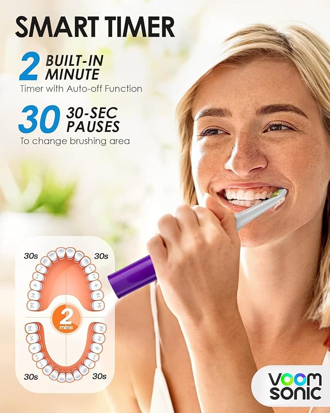 Voom Sonic Go 1 Series Travel Electric Toothbrush | Travel Toothbrushes - Battery Operated Toothbrush for Adults & Kids, Dentist Recommended Toothbrush, Portable w/ 2 Minute Timer (Purple)