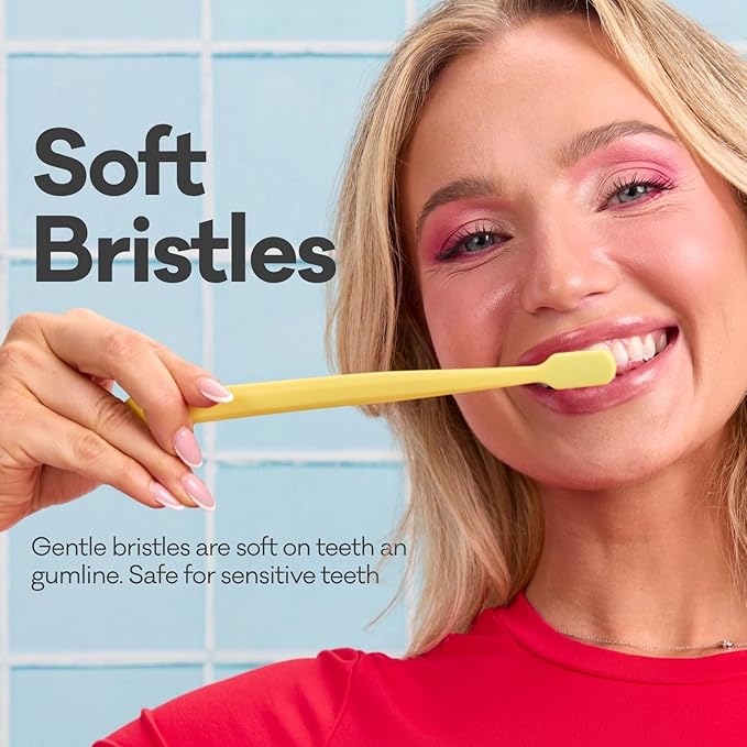 Grin Charcoal-Infused 100% Recycled Toothbrush, Soft, 4 Count, Summer Beach, Suitable for Sensitive Teeth and Gums