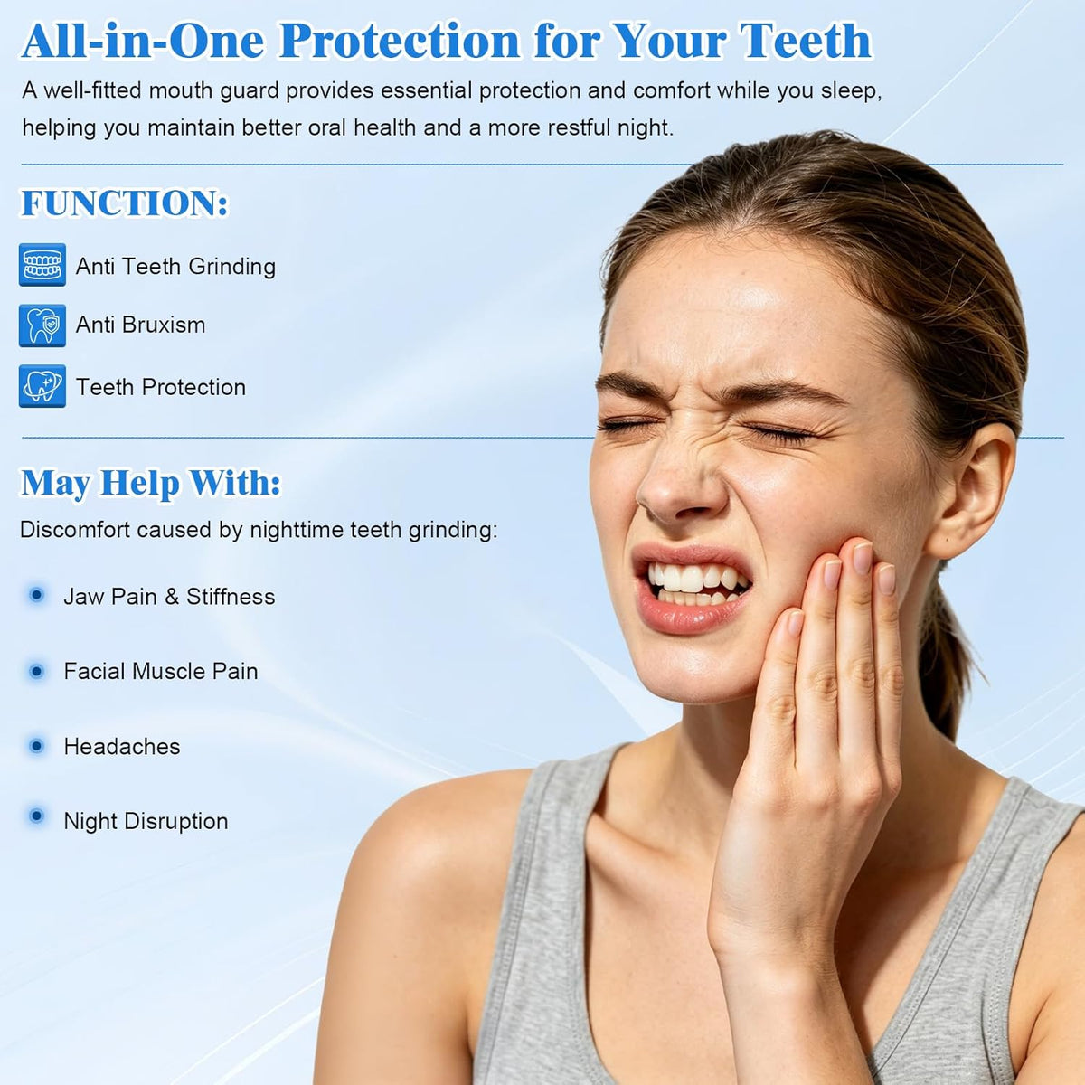 Xoyeie Night Guard for Teeth Grinding – Boil-and-Bite, Custom Fit, Food-Grade EVA, 6-Pack, Adults