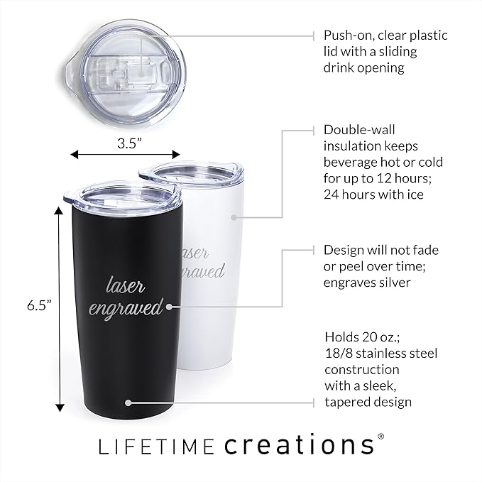 Lifetime Creations Engraved Personalized Veteran Tumbler 20 oz (Black) with American Flag - Custom Veteran Gift for Veterans Day Event, Insulated Stainless Steel Coffee Travel Mug