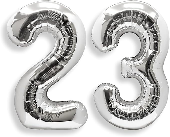 AULE 40 Inch Large 23 Balloon Numbers Silver, Big Foil Number Balloons, Giant Helium Happy 23th Birthday Party Decorations for Man and Women, Huge Mylar Anniversary Party Supplies