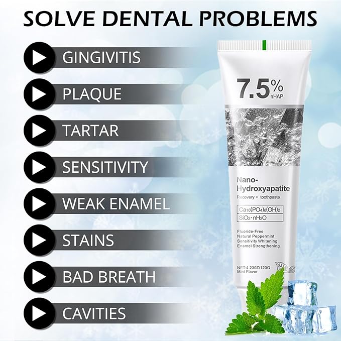 Hydroxyapatite Toothpastes for Enamel Protection and Tooth Strengthening, Gentle Mint, Safe for Sensitive Teeth, Daily Oral Care for Fresh Breath & Oral Health (2)