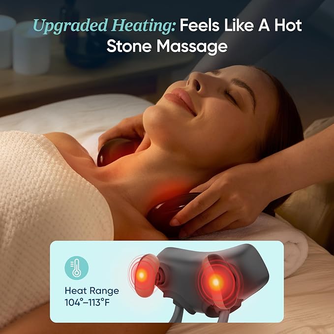 Etekcity Cordless Neck Massager for Pain Relief Deep Tissue, Shiatsu Shoulder Massager with Heat, Massage Tools for Back, Trapezius, Lymphatic Drainage, Relaxation Therapy for Him&Her,Women,Men,Cadeo